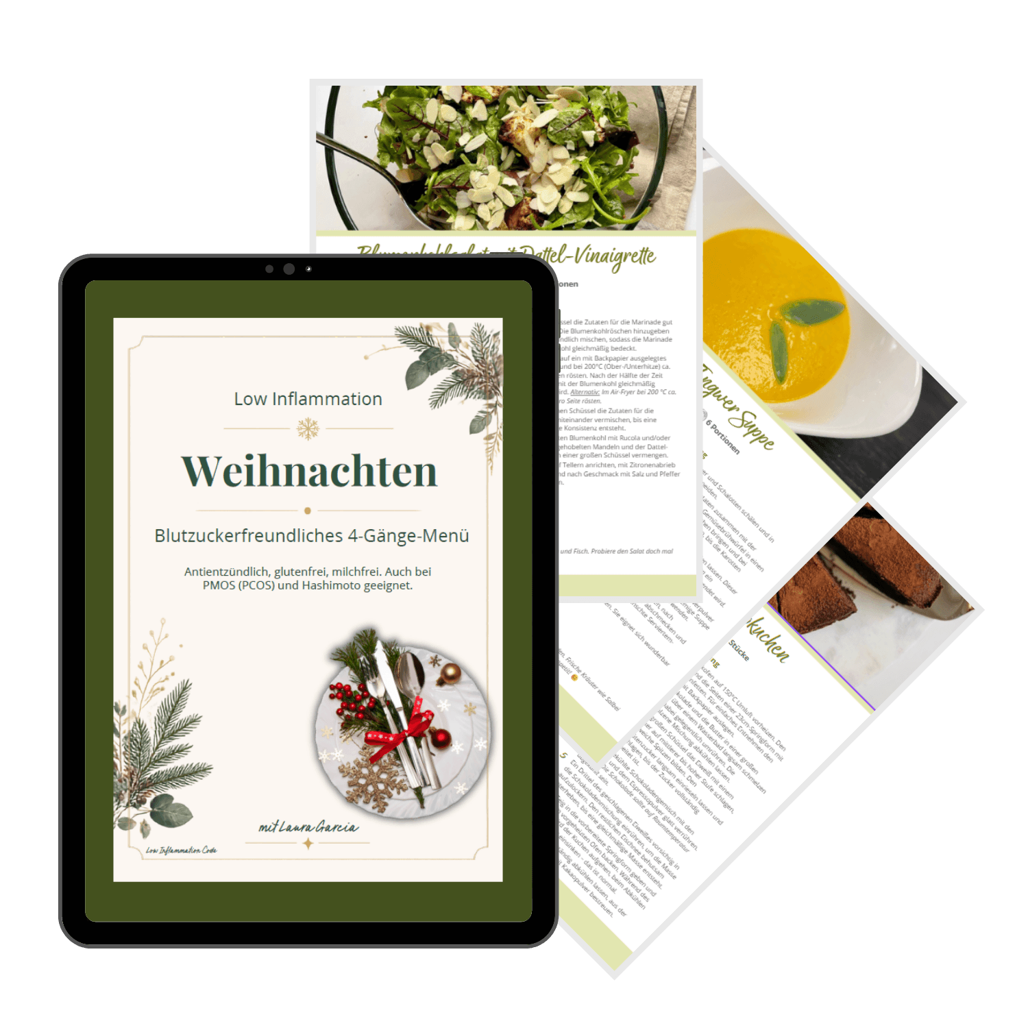 Low Inflammation Weihnachtsmenü blutzuckerfreundliches 4-Gänge-Menü glutenfrei und ohne raffinierten Zucker
